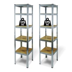   Fémpolc állvány - 5 szintes - fém - max. 175 kg - 180 x 40 x 40 cm - 2 db / csomag
