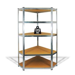   Fémpolc állvány - sarok - 5 szintes - fém - max. 175 kg - 180 x 90 x 30 cm