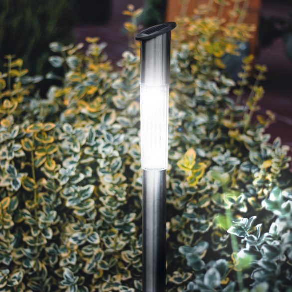 LED-es szolár oszlop lámpa - hidegfehér - fém - 70 x 5 cm 11230