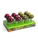 LED-es szolár lámpa - katica - hidegfehér - piros / sárga - 75 x 60 x 140 mm