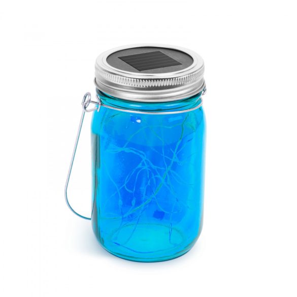 Felakasztható üveg szolár lámpa - hidegfehér microLED-ekkel - kék, piros, sárga  11241