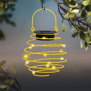 LED-es szolár spirál gömb lámpa - melegfehér - 12 cm - sárga színben 11248B