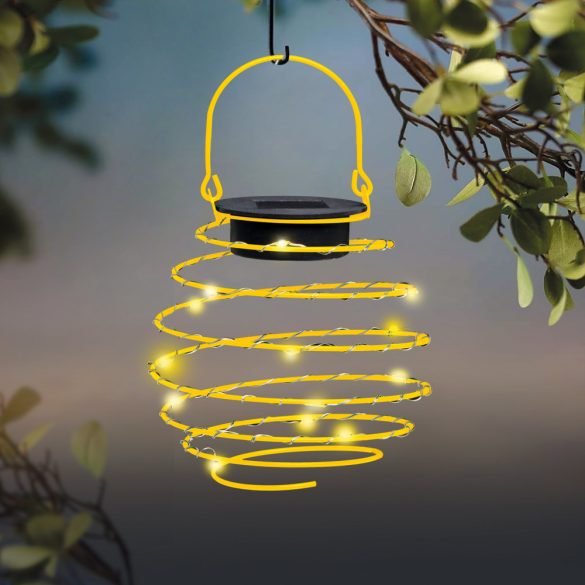 LED-es szolár spirál gömb lámpa - melegfehér - 12 cm - sárga színben 11248B
