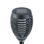 LED-es szolár lámpa - leszúrható - lángeffekt - 12 sárga LED - műanyag - fekete - 10 x 58 cm