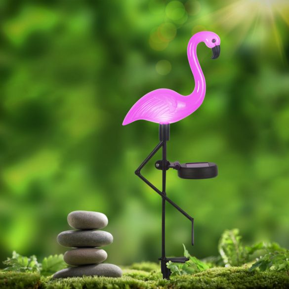 LED-es szolár flamingó - leszúrható - műanyag - 52 x 19 x 6 cm 11270