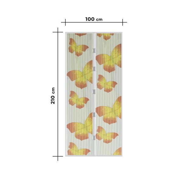 Szúnyogháló függöny ajtóra - mágneses - 100 x 210 cm - sárga pillangós