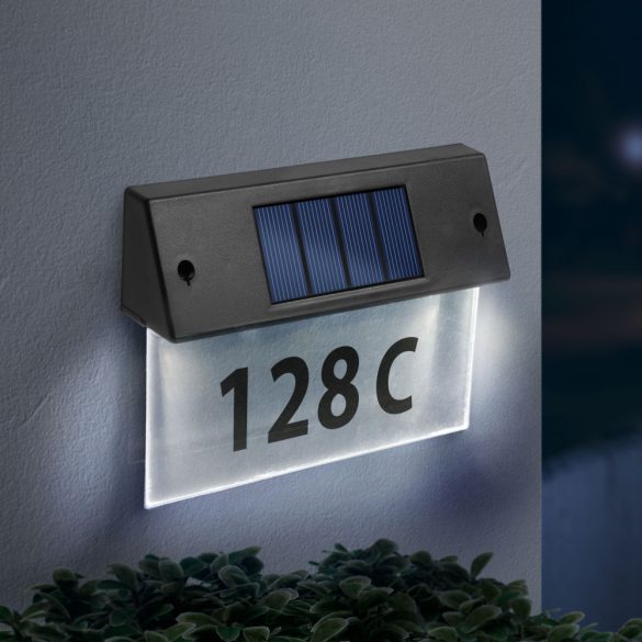 Szolár házszámfény - átlátszó plexi - hidegfehér LED - 18 x 20 cm 11446C