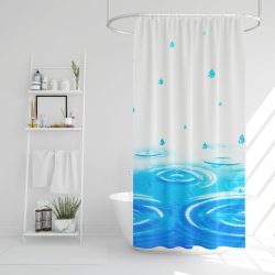   Zuhanyfüggöny - 3 féle - kék, tavasz, kockás mintás - 180 x 180 cm