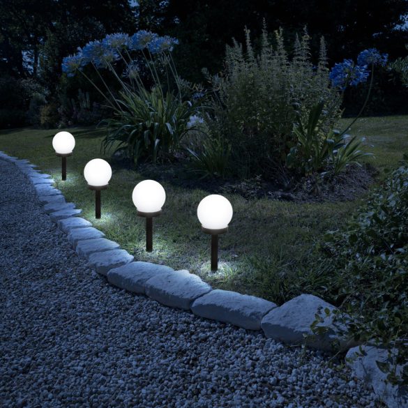 LED-es szolár lámpa - leszúrható - gömb alakú, hidegfehér - Ø10 cm 11711