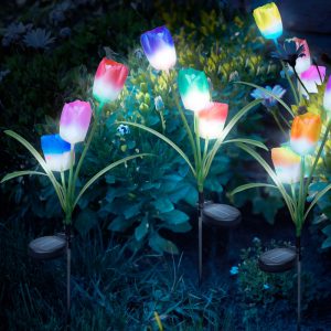 Leszúrható szolár virág - RGB LED - 70 cm - 2 db / csomag 11721