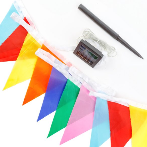 Szolár fényfüzér - zászló - 4 m - 35 színes LED