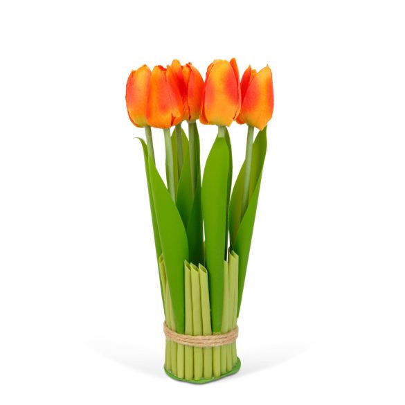 Műnövény dekoráció - tulipán - narancssárga - 26 x 6,5 cm