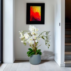 Műnövény dekoráció - orchidea - fehér - 83 cm