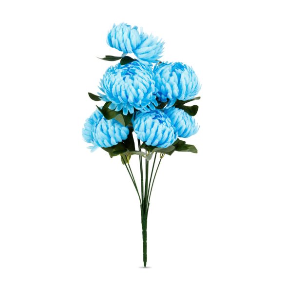 Műnövény dekoráció - krizantém - kék - 12 x 58 cm