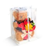 Műnövény dekoráció - maci, virággal - 28 x 17 x 17 cm