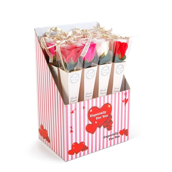 Műnövény dekoráció - rózsa - 3 szín - 5 x 5 x 30 cm