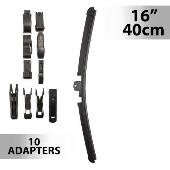 Ablaktörlő 16"/40 cm - 10 db adapterrel