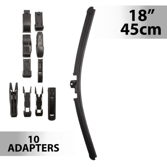 Ablaktörlő 18"/45 cm - 10 db adapterrel