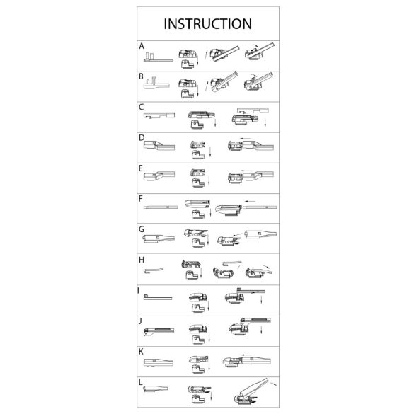 Ablaktörlő 19"/47,5 cm - 10 db adapterrel