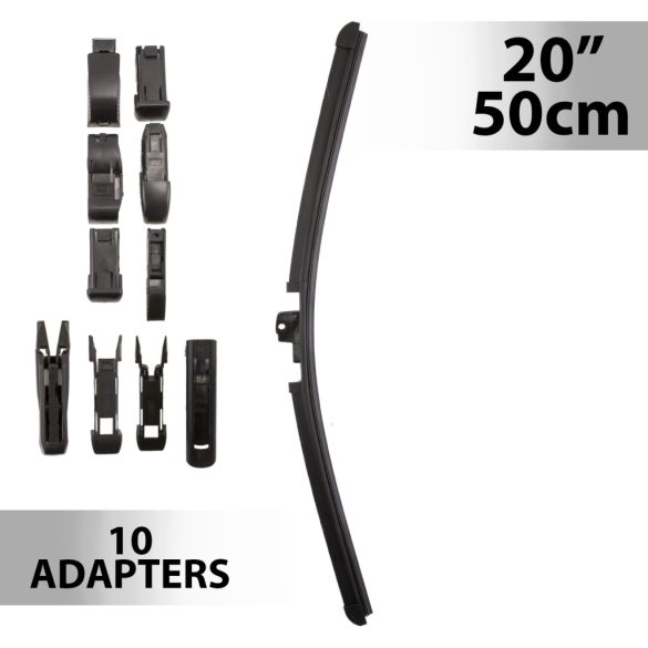 Ablaktörlő 20"/50 cm - 10 db adapterrel