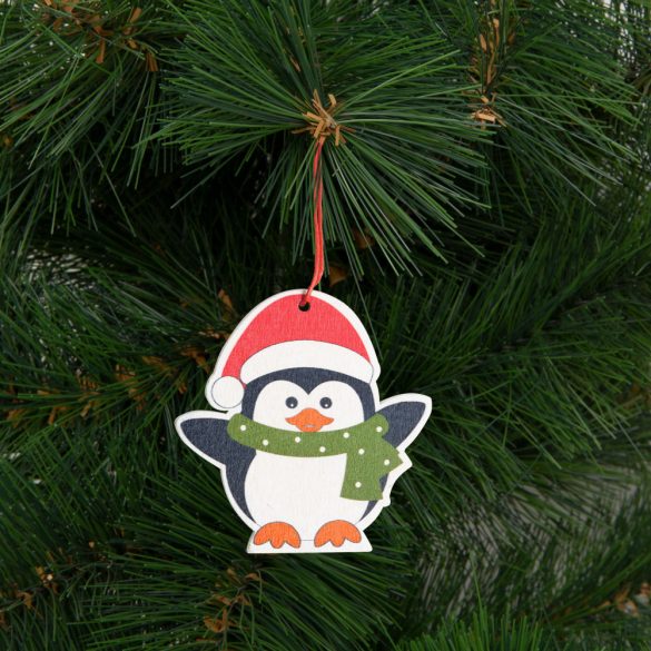 Karácsonyfadísz szett - pingvin - fából - 8 x 6 cm  55982C
