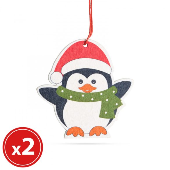 Karácsonyfadísz szett - pingvin - fából - 8 x 6 cm 55982C
