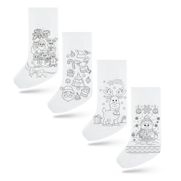 Színezhető mikulás csizma - 4 filccel - 4 féle - 41 x 21 cm