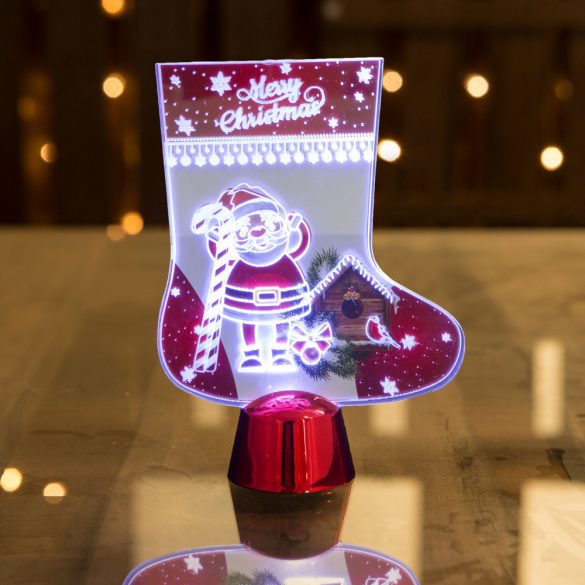 Karácsonyi asztali LED dekor - fényes talppal - csizma - 15 cm  55997A