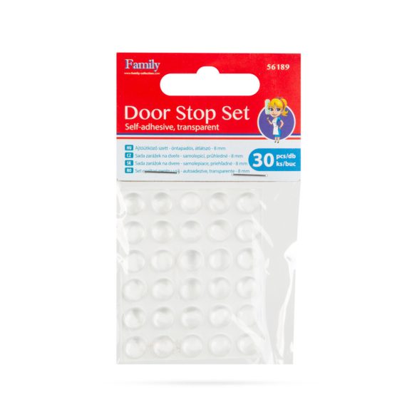 Ajtóütköző szett - öntapadós, átlátszó - 8 mm - 30 db / csomag