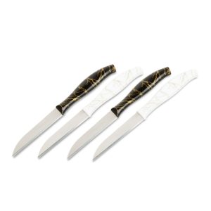 Konyhai kés készlet - 15 cm - fekete/fehér - 4 db / csomag