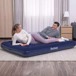   Felfújható matrac - egyszemélyes, velúr - kék - 191 x 137 x 22 cm