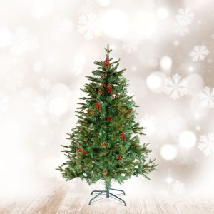 Műfenyő - 150 cm - PE / PVC - piros bogyóval