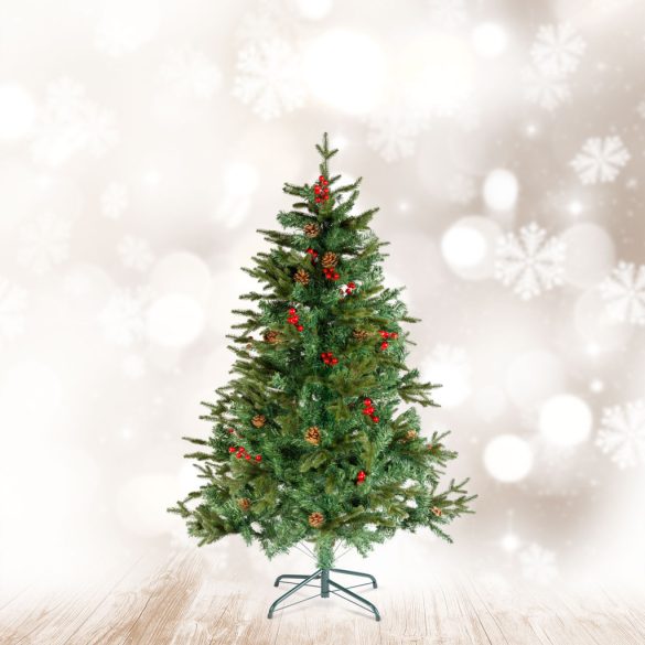 Műfenyő - 150 cm - PE / PVC - piros bogyóval