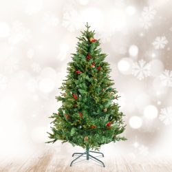 Műfenyő - 180 cm - PE / PVC - piros bogyóval