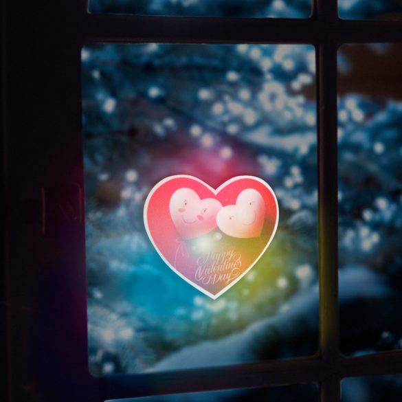 Valentin napi RGB LED dekor - öntapadós - szív 56513C