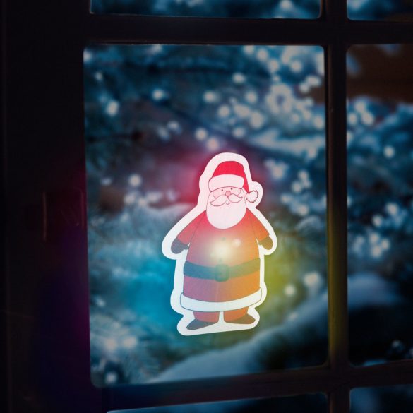 Karácsonyi RGB LED dekor - öntapadós - mikulás 56513E