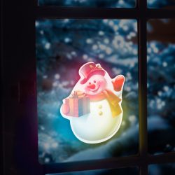 Karácsonyi RGB LED dekor - öntapadós - hóember  56513F