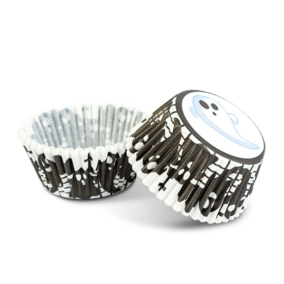 Halloween-i dekoráció - muffin papír szett - 50 db - 4 féle - 7 x 5 x 3,2 cm