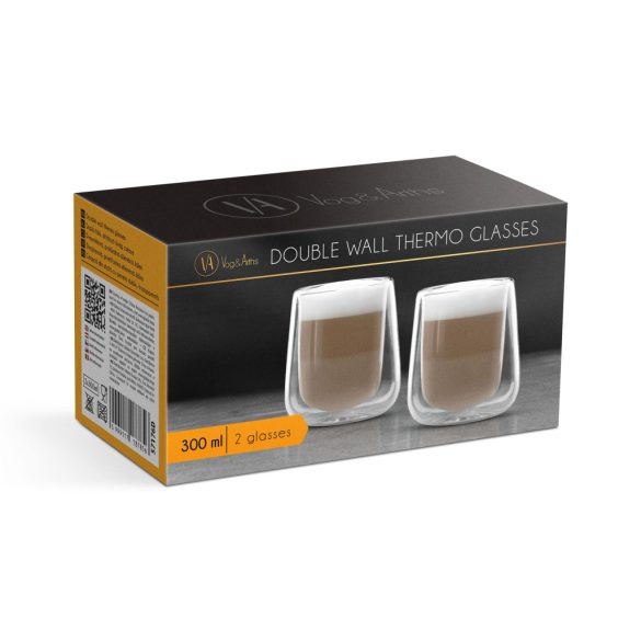 Duplafalú üveg pohár - 300 ml - 2 db / csomag