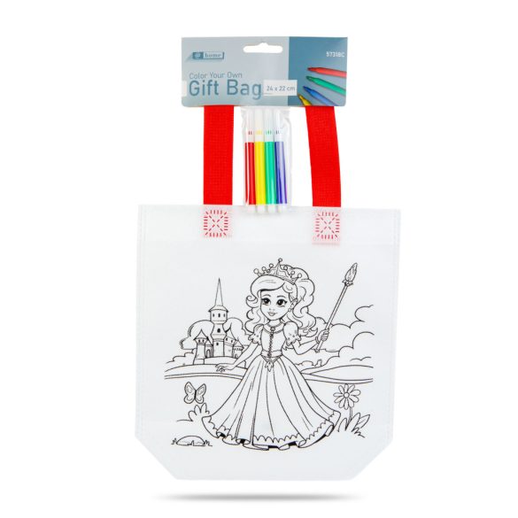 Színezhető ajándéktáska - 4 filccel - 24 x 22 cm - 2 féle