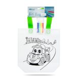 Színezhető ajándéktáska - 4 filccel - 24 x 22 cm - 2 féle