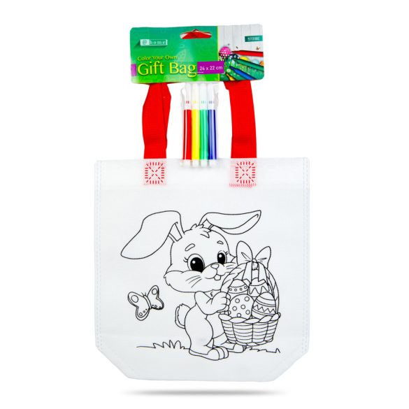 Színezhető ajándéktáska - 4 filccel - 24 x 22 cm - 4 féle