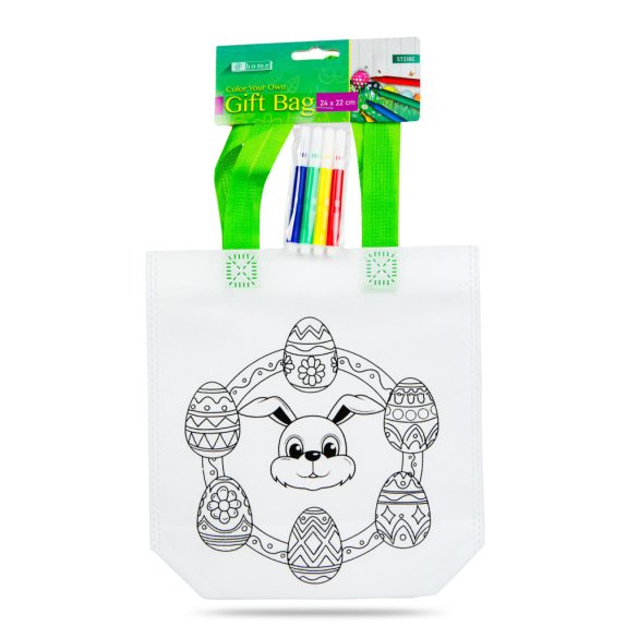 Színezhető ajándéktáska - 4 filccel - 24 x 22 cm - 4 féle