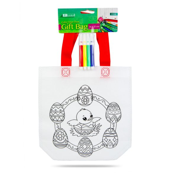 Színezhető ajándéktáska - 4 filccel - 24 x 22 cm - 4 féle