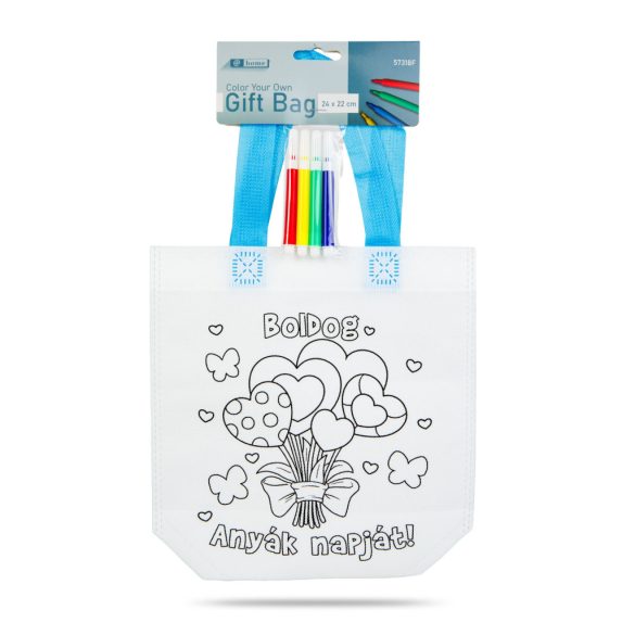 Színezhető ajándéktáska - 4 filccel - 24 x 22 cm - 2 féle