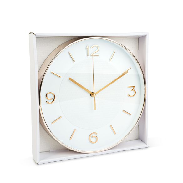 Falióra - 25 cm - műanyag, üveg - 1 x AA - fehér