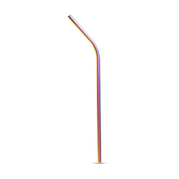 Rozsdamentes acél szívószál szett - titán szivárványos - 215 x 6 mm - 5 részes