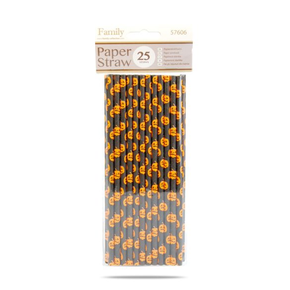 Papír szívószál - halloween - 197 x 6 mm - 25 db / csomag