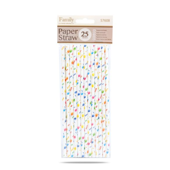 Papír szívószál - party - 197 x 6 mm - 25 db / csomag