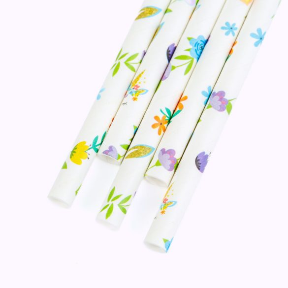 Papír szívószál - virág - 197 x 6 mm - 25 db / csomag
